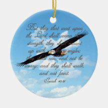 Wings as Eagles, Isaiah 40:31 Christian Bible Christmas Ornament