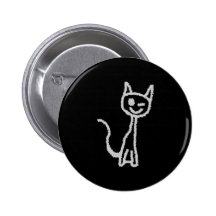 Winking Grey Cat. Button