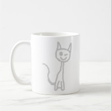Winking Grey Cat. Mugs
