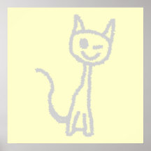 Winking Grey Cat. Posters