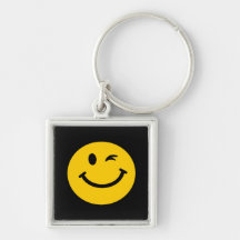 Winking smiley face keychains