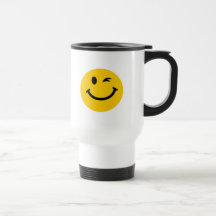 Winking smiley face mug