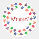 Winner!, stickers, with colourful stars