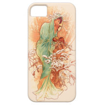 Winter - Alphonse Mucha Art Nouveau iPhone 5 Cases