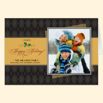 Winter Argyle Happy Holidays Card (black) cards