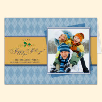 Winter Argyle Happy Holidays Card (blue) cards