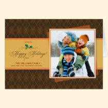 Winter Argyle Happy Holidays Card (brown) cards