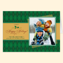 Winter Argyle Happy Holidays Card (green) cards