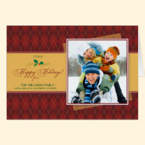 Winter Argyle Happy Holidays Card (red) cards