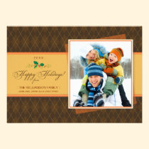 Winter Argyle Happy Holidays Flat Card (brown) invitations