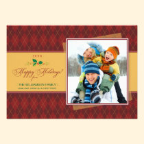 Winter Argyle Happy Holidays Flat Card (red) invitations