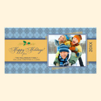 Winter Argyle Happy Holidays Photocard (blue) photo cards