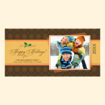 Winter Argyle Happy Holidays Photocard (brown) photo cards