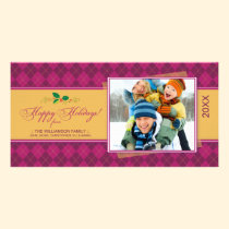 Winter Argyle Happy Holidays Photocard (pink) photo cards