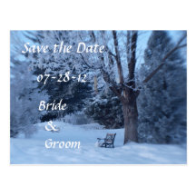 Winter Bench Wedding Postcards