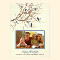 Winter Birds Family Holiday Card (blue) invitations
