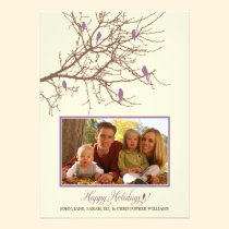 Winter Birds Family Holiday Card (lavender) invitations