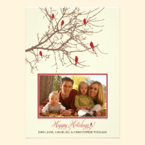 Winter Birds Family Holiday Card (maroon) invitations
