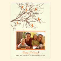 Winter Birds Family Holiday Card (orange) invitations