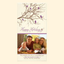 Winter Birds Happy Holidays Photo Card (purple) photo cards