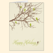 Winter Birds Holiday Card (lime green) cards