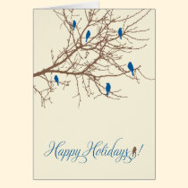 Winter Birds Holiday Card (navy blue) cards