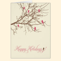 Winter Birds Holiday Card (rose pink) cards