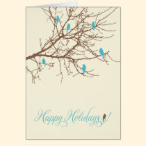 Winter Birds Holiday Card (turquoise) cards
