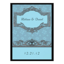 Winter Blue Snowflake Wedding Invitations
