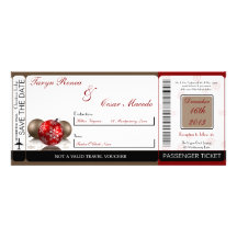 Winter Blur Boarding Pass Wedding Invitation