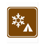 Winter Camping Highway Sign Postcards