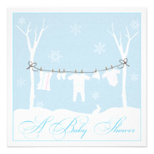 Winter Clothesline Baby Shower Invitation