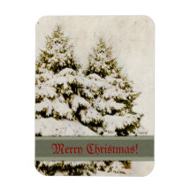 Winter Evergreens Vintage Flexible Magnet
