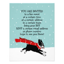 Winter Holiday Boston Terrier Party Announcements