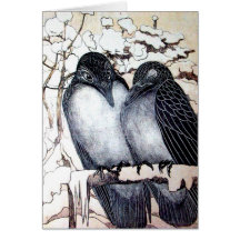 WINTER LOVE BIRDS GREETING CARDS