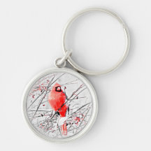 WINTER MALE CARDINAL KEY CHAIN