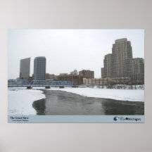 Winter on the Grand River - Grand Rapids, Michigan Print