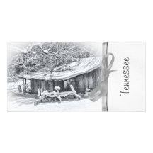 Winter Rural Scene of Barn and Rake - Tennessee Photo Card Template