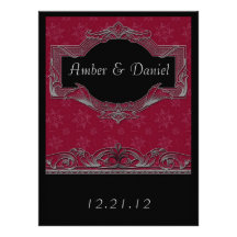 Winter Snowflake Red and Black Wedding Invitations