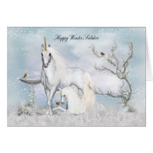Winter Solstice Midwinter Greeting Card Unicorns