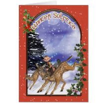 Winter Solstice Woodland Elf Riding A Fawn Cards