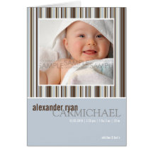 Winter Stripes Blue • Baby Announcement Greeting Card