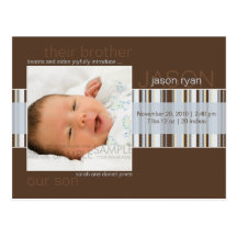 Winter Stripes Brown • Baby Announcement Post Cards