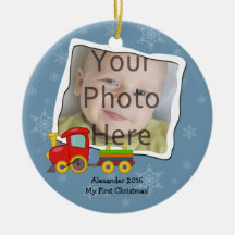 Winter Toy Train Snowflakes Christmas Ornament