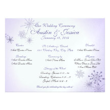 Winter Violet Snowflake Wedding Program Invitation