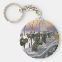 Winter Wedding in Washington Square c. 1897 Keychains