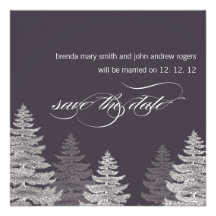 Winter Wedding Save the Date Cards Trees Personalized Announcement
