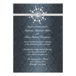 Winter Wedding Snowflake Blue Damask Invitation