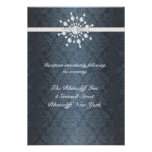 Winter Wedding Snowflake Blue Damask Reception Announcements