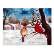 Winters Serenity Cardinal Postcard